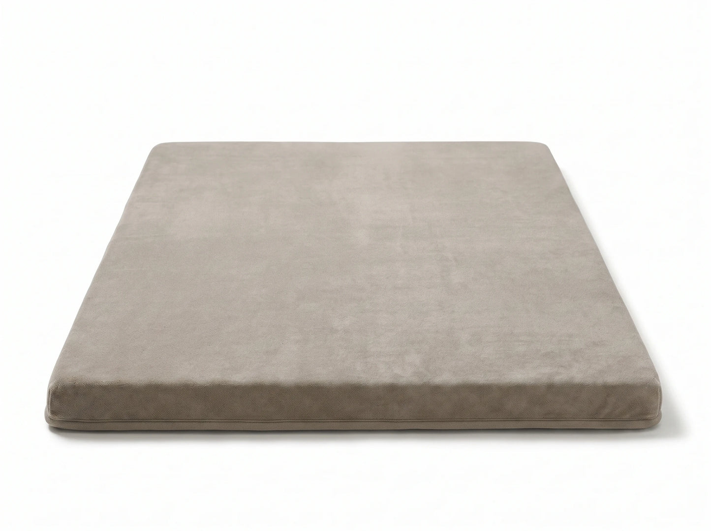Cushvia — 30 mm slow-rebound foam core, one piece, coral velvet wipe-clean surface