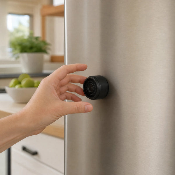 Camera on its magnetic wall mount