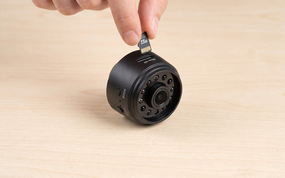 Inserting a microSD card into the camera
